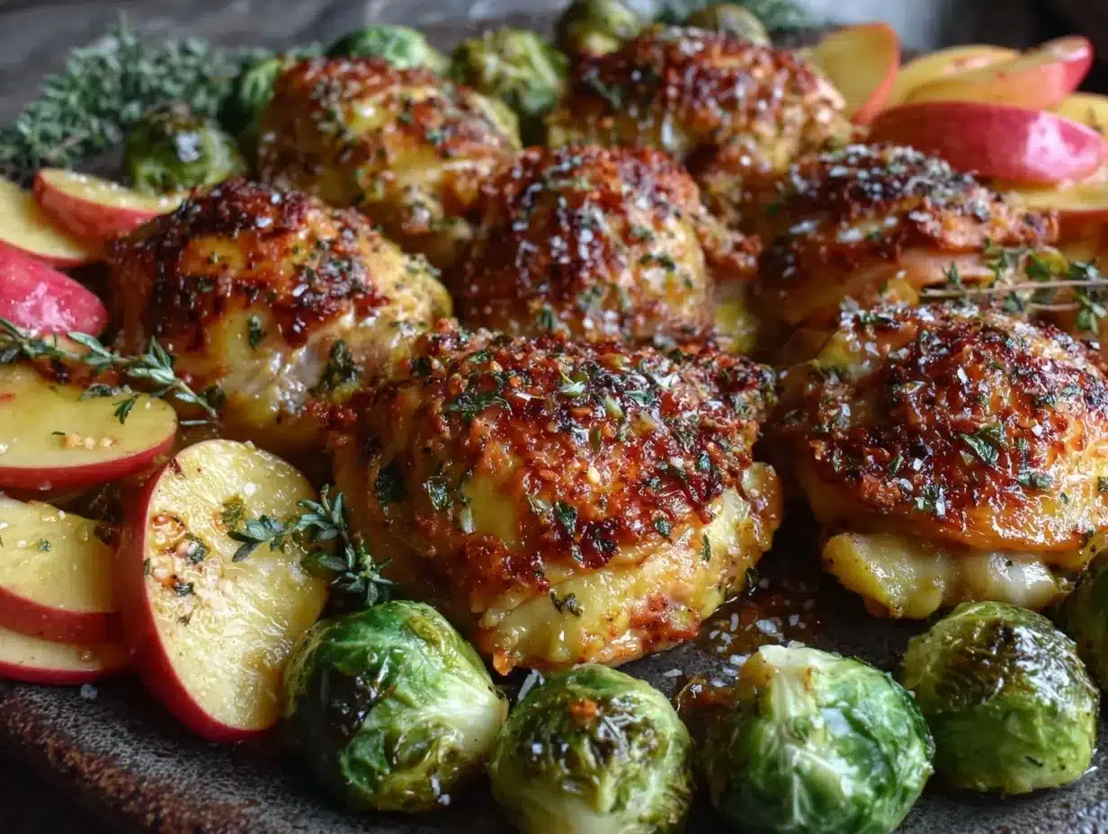 crispy sheet pan harvest chicken thighs preparation steps