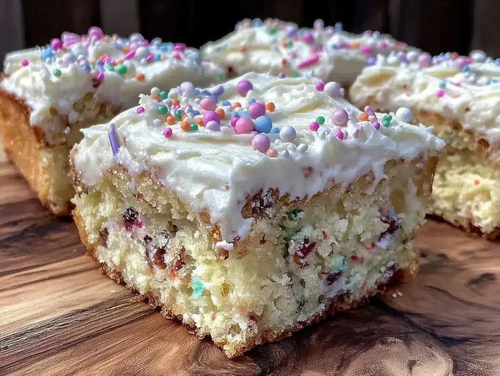 easy Funfetti sheet cake with cream cheese frosting - featured image