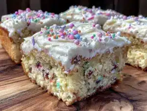 easy Funfetti sheet cake with cream cheese frosting - featured image