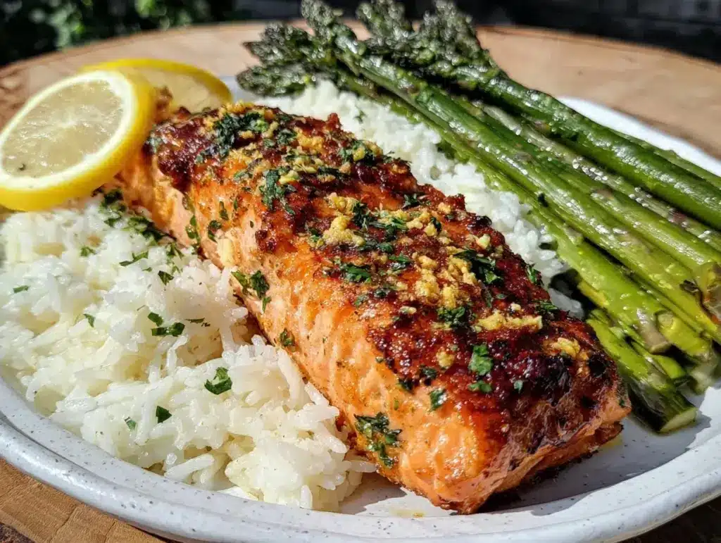 easy lemon herb baked salmon - featured image