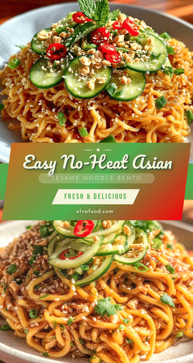 easy no-heat asian sesame noodle bento lunch recipe