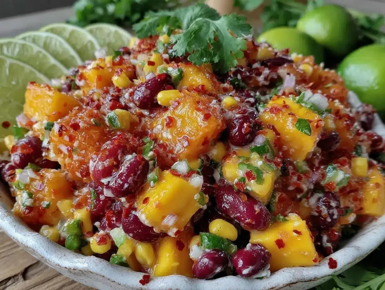 fresh cowboy caviar with mango preparation steps