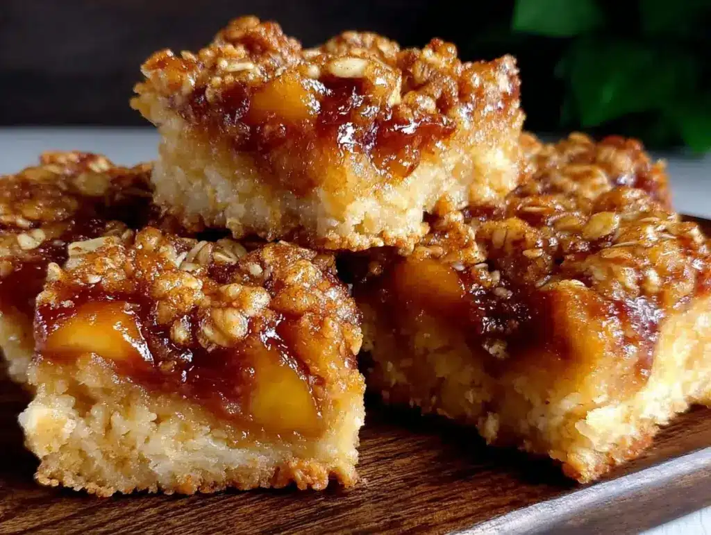 fresh peach crumble bars - featured image