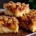 fresh peach crumble bars - featured image