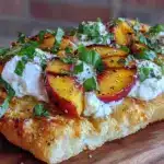 grilled peach and burrata flatbread - featured image