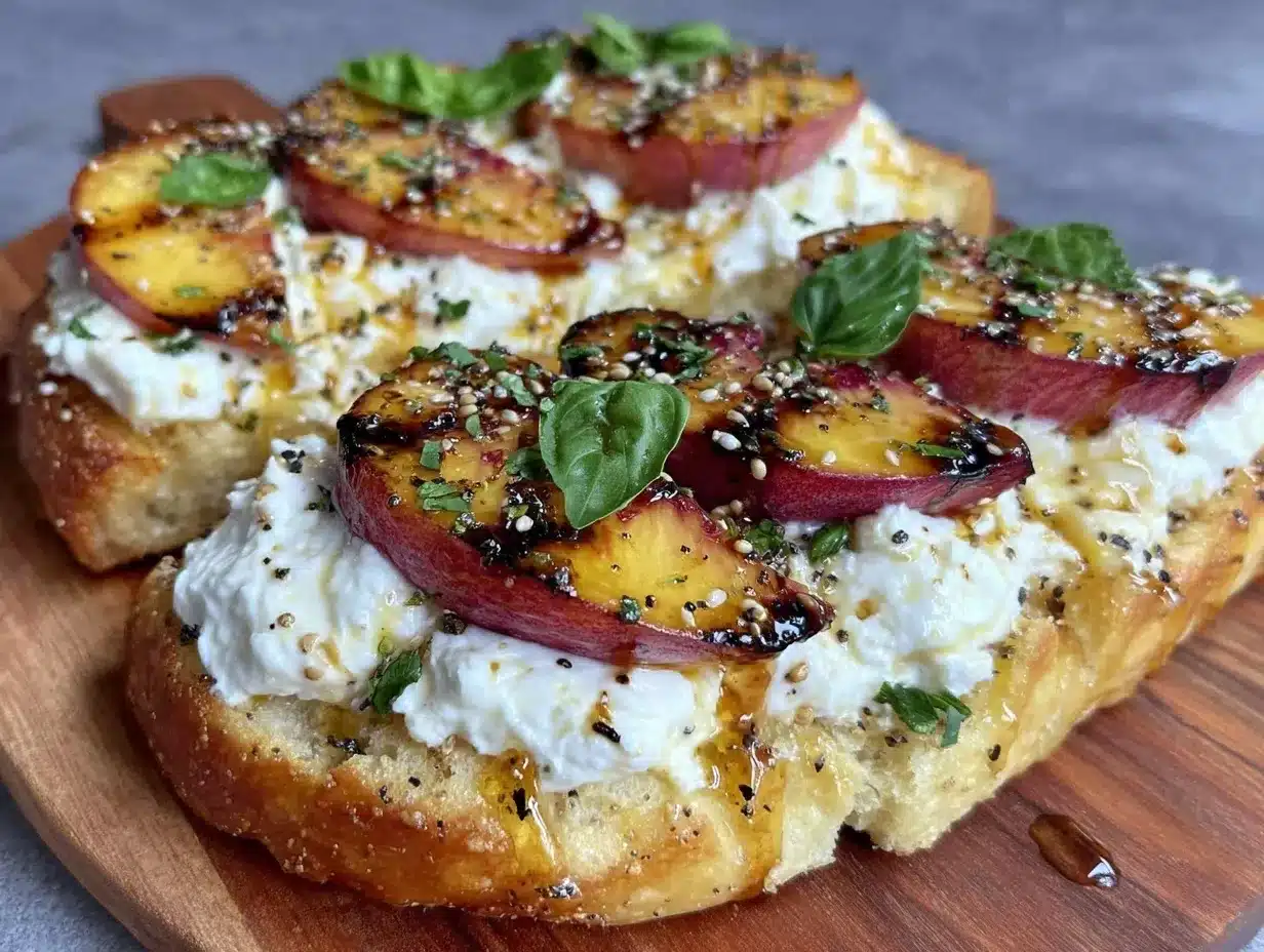 grilled peach and burrata flatbread preparation steps