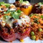 ground turkey stuffed bell peppers - featured image
