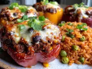 ground turkey stuffed bell peppers - featured image