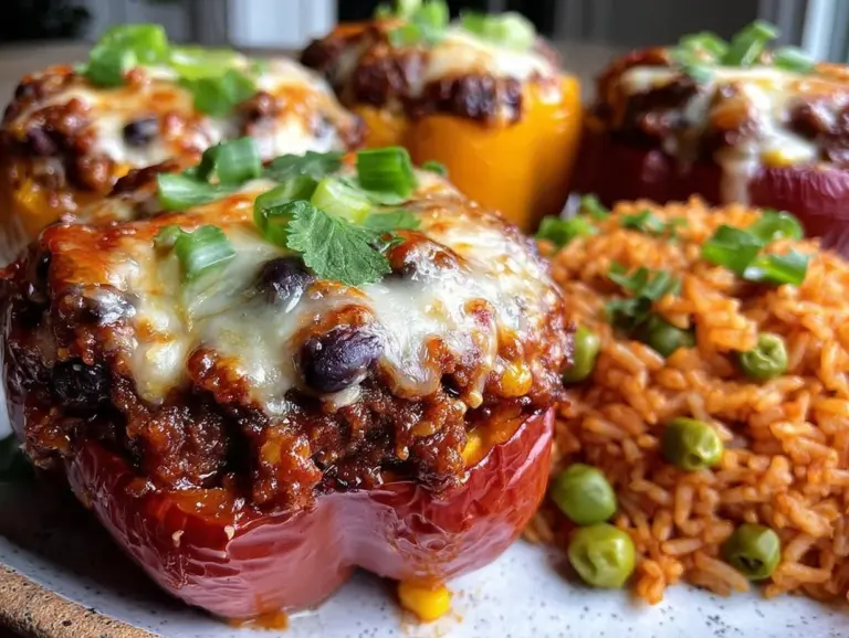 ground turkey stuffed bell peppers - featured image