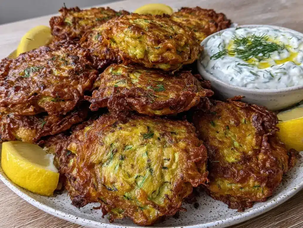 lemon herb zucchini fritters - featured image