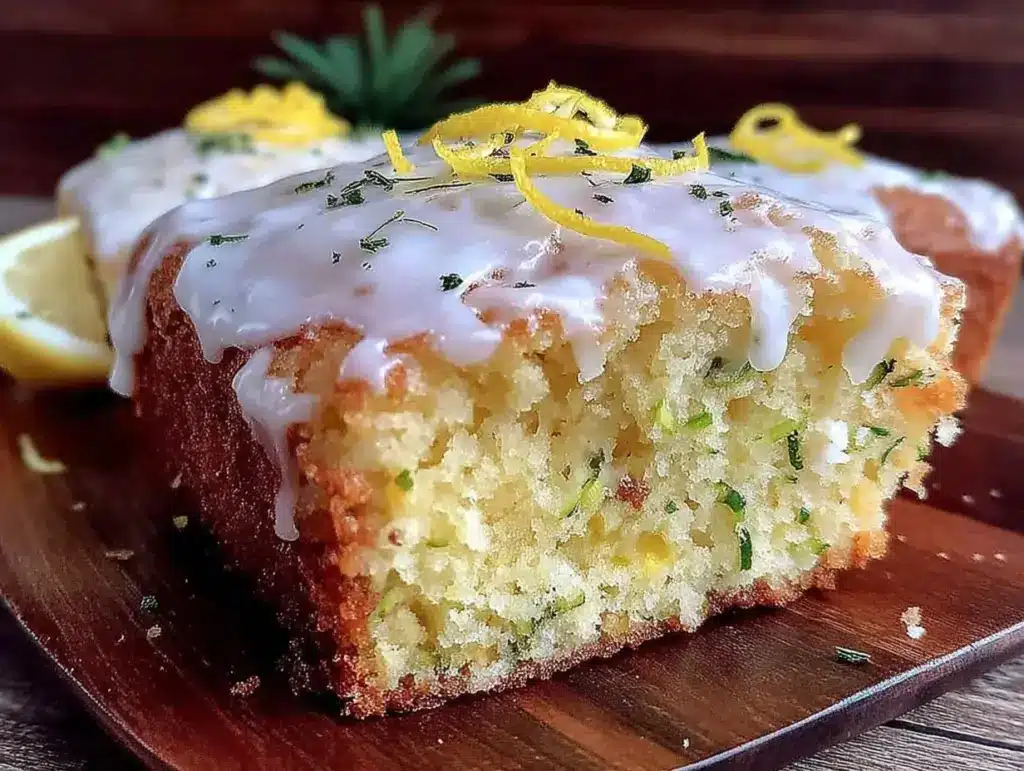 moist lemon zucchini sheet cake - featured image