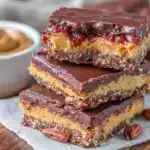 no-bake chocolate peanut butter protein bars - featured image
