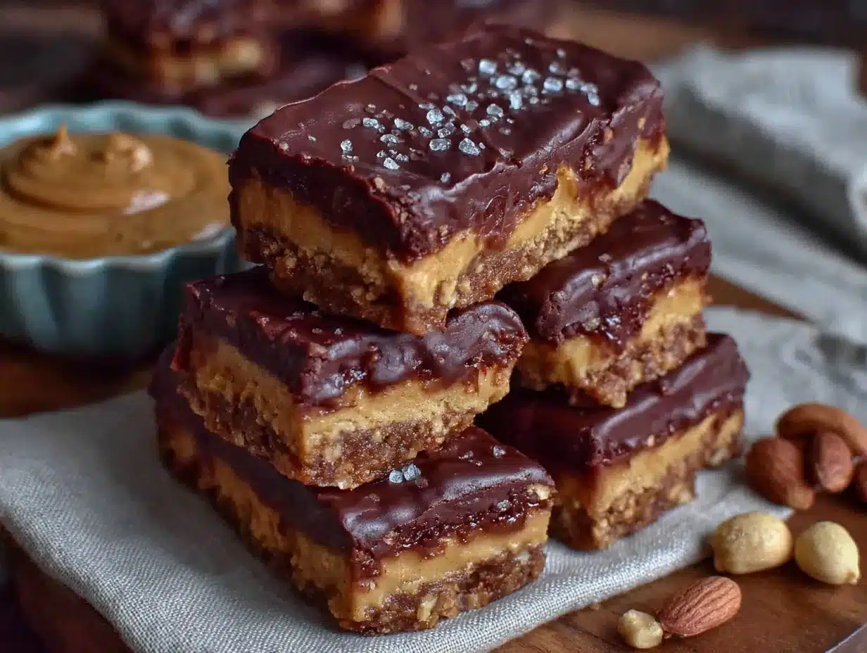 no-bake chocolate peanut butter protein bars preparation steps