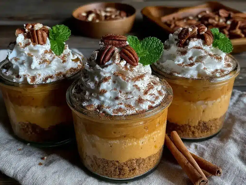 no-bake pumpkin pie cheesecake jars - featured image