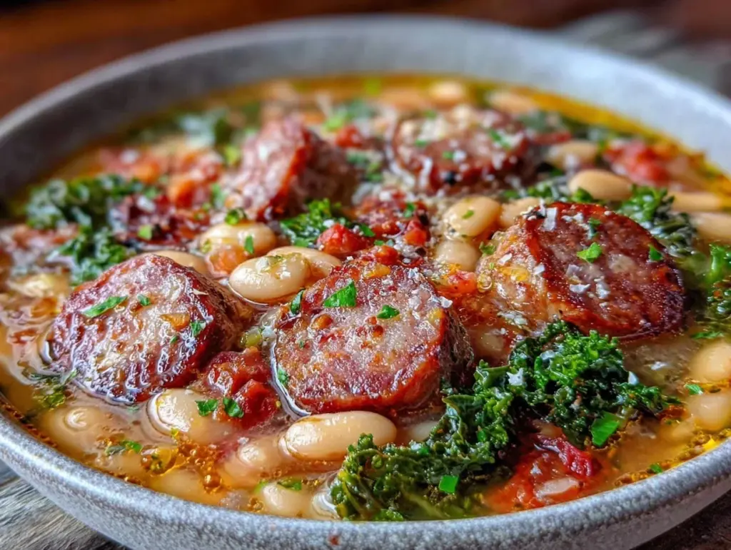 one-pot tuscan white bean and sausage soup - featured image