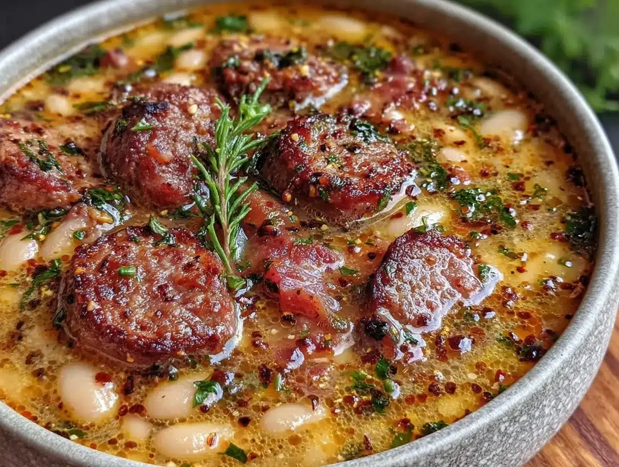 one-pot tuscan white bean and sausage soup preparation steps