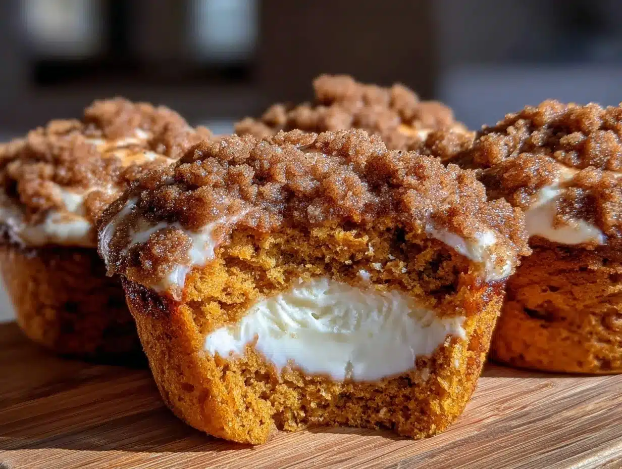 pumpkin cream cheese stuffed muffins preparation steps