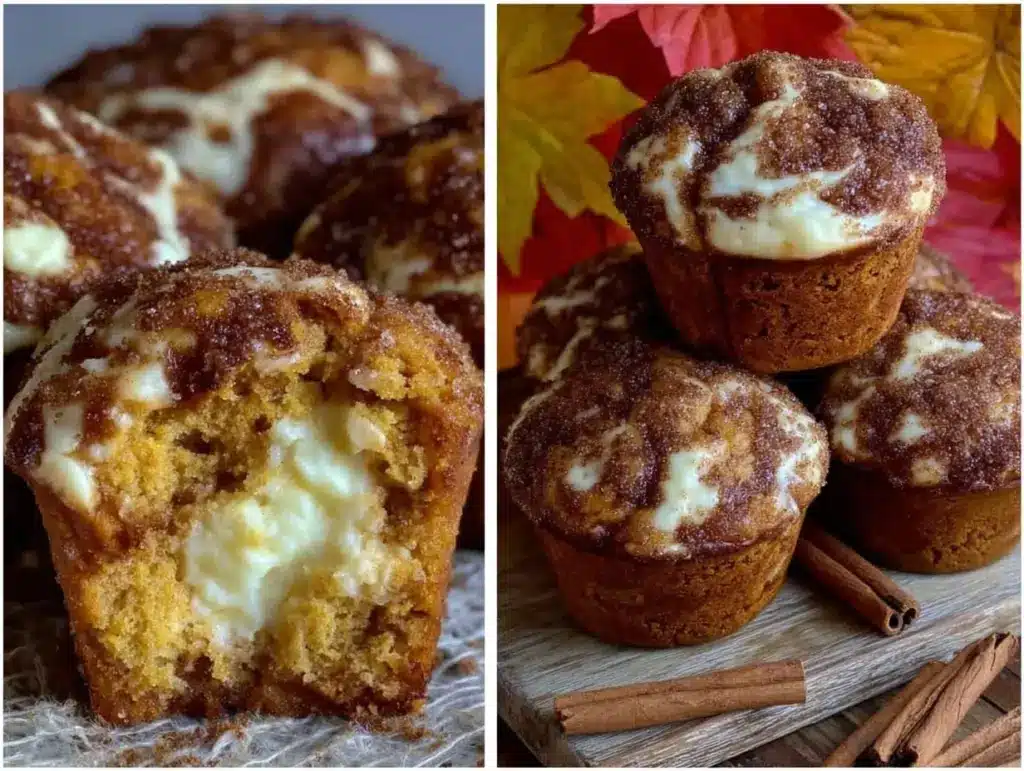 pumpkin cream cheese swirl muffins - featured image