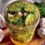 quick tangy garlic herb refrigerator dill pickles - featured image