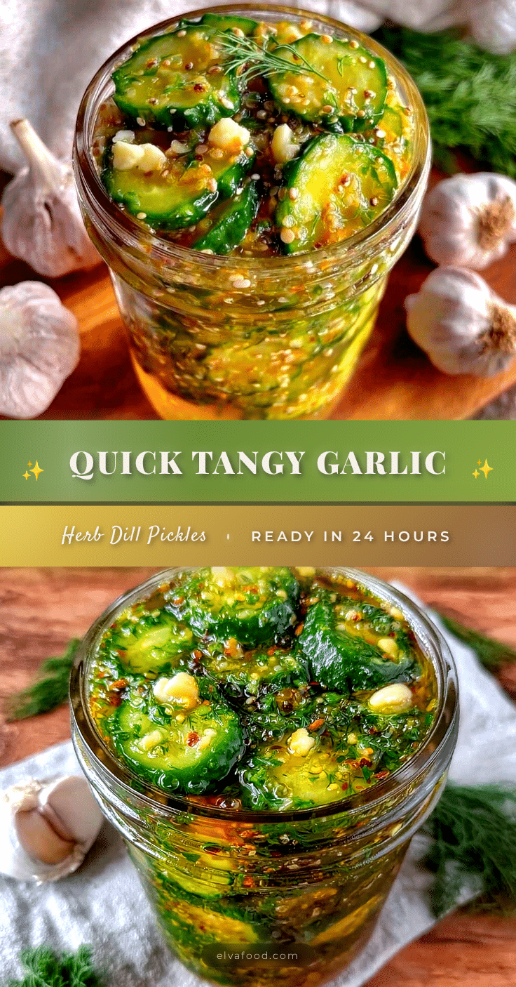 quick tangy garlic herb refrigerator dill pickles recipe