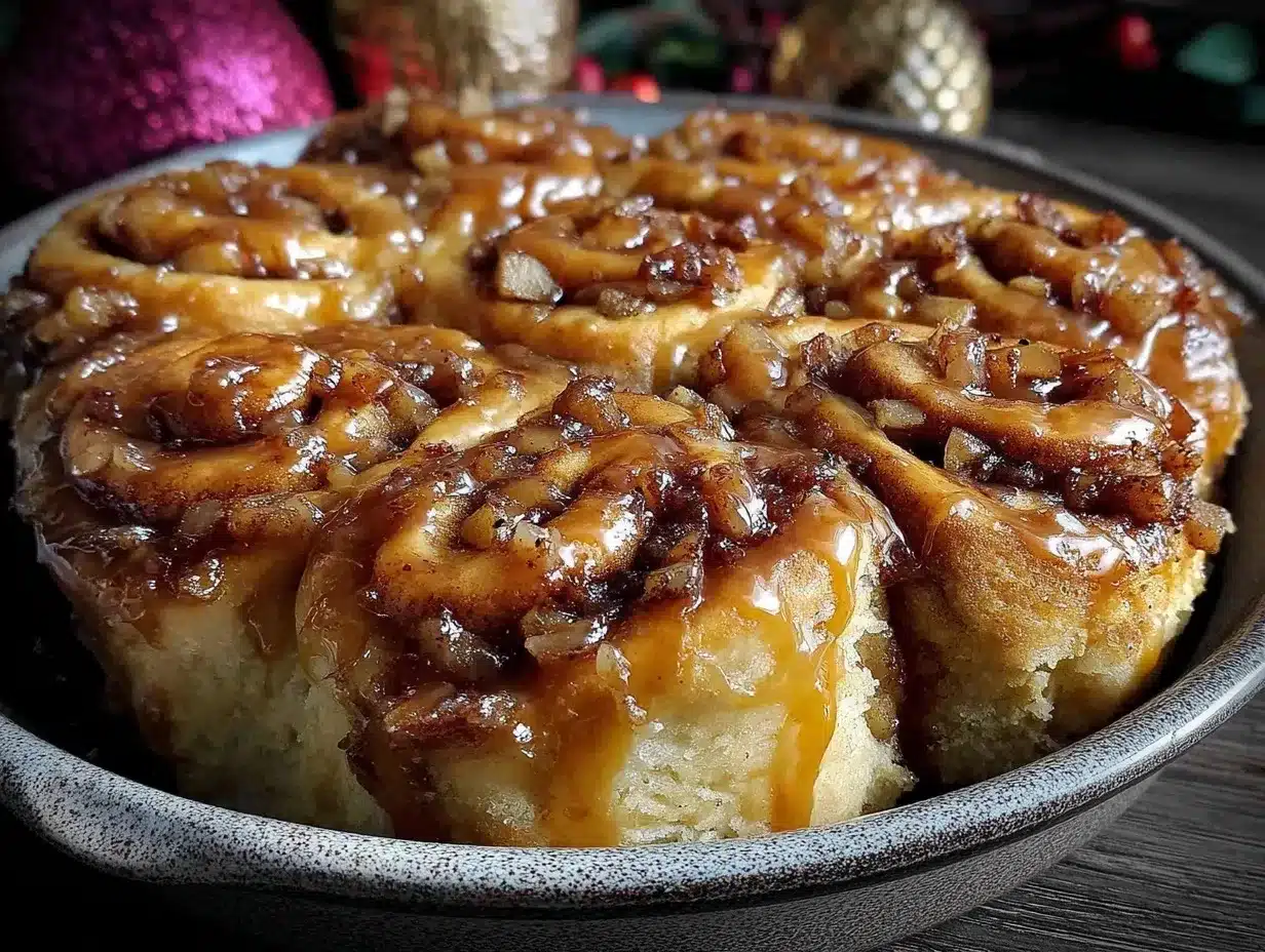 salted caramel apple cinnamon roll bake preparation steps