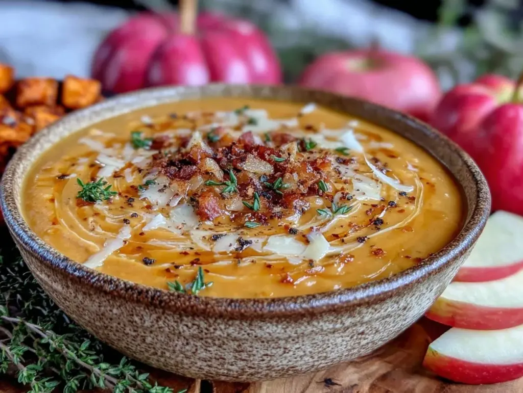 slow cooker butternut squash apple bisque - featured image