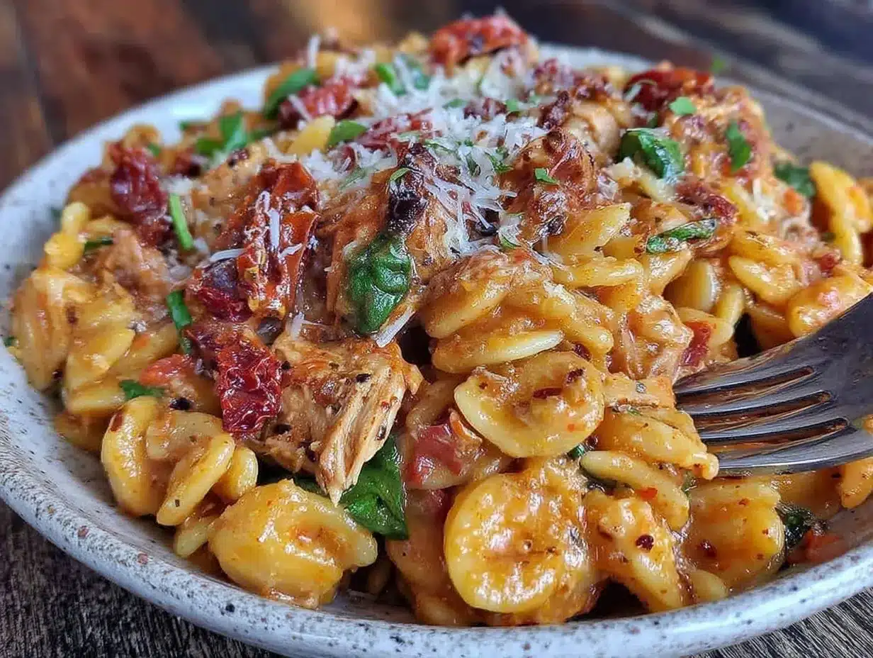 slow cooker Tuscan chicken orzo preparation steps
