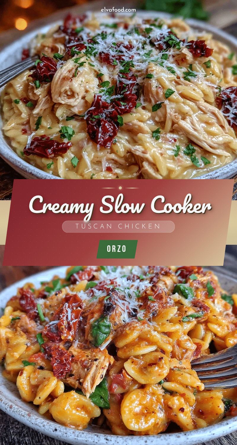 slow cooker Tuscan chicken orzo recipe