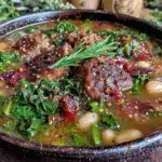 smoky crockpot white bean and sausage soup - featured image