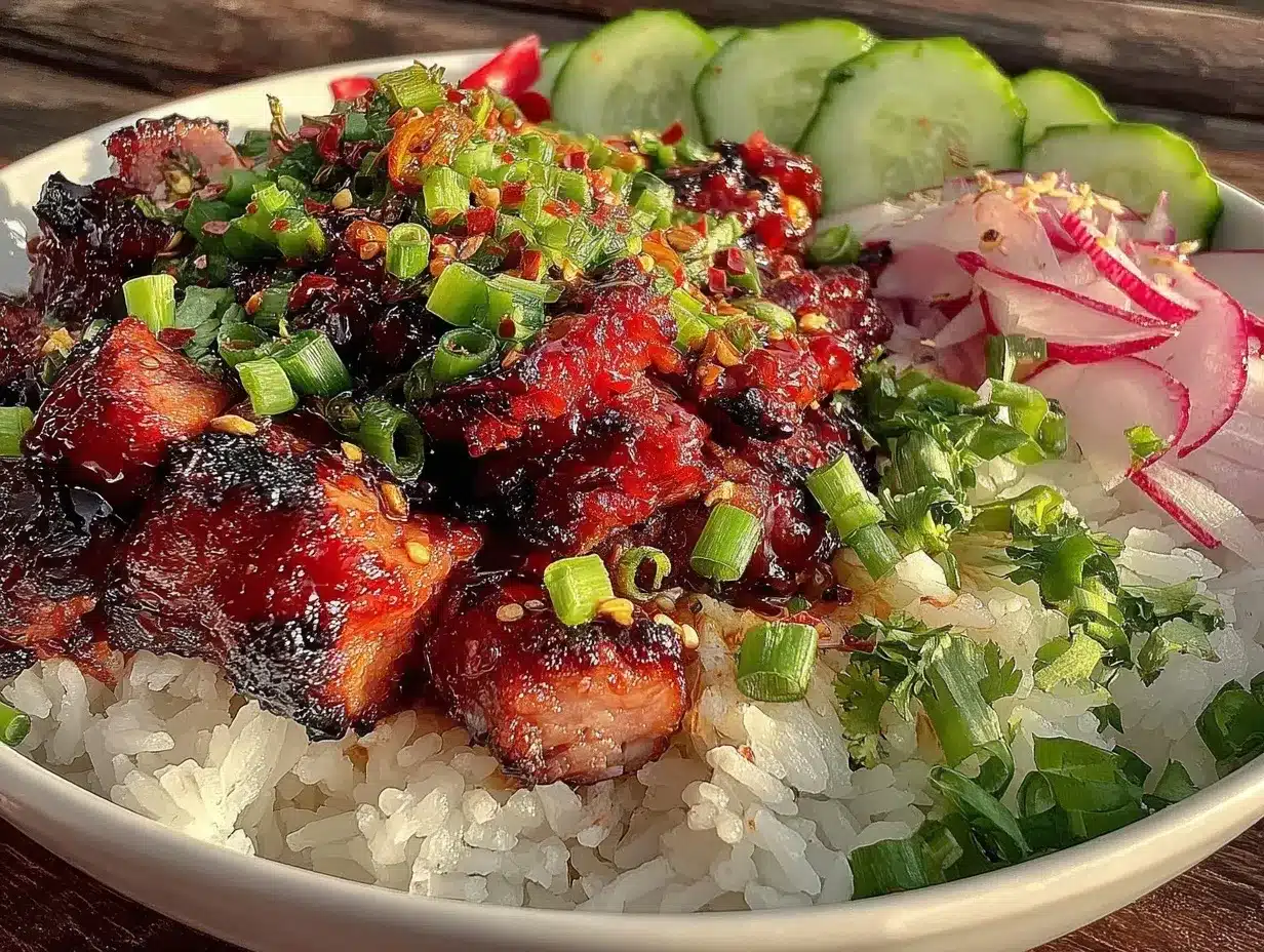 sticky honey gochujang chicken rice bowl preparation steps