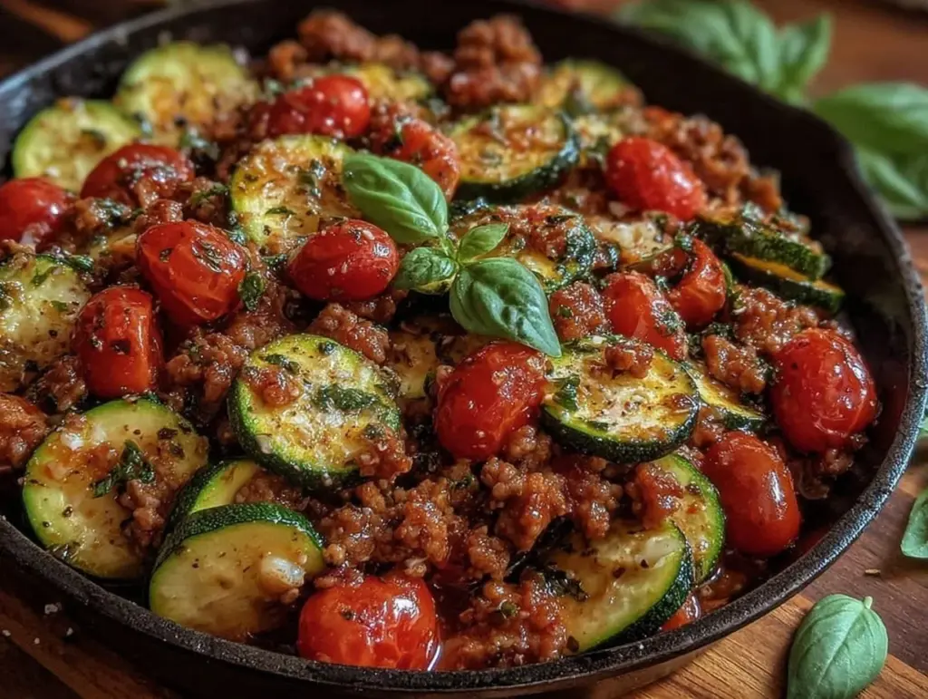 turkey zucchini skillet recipe - featured image
