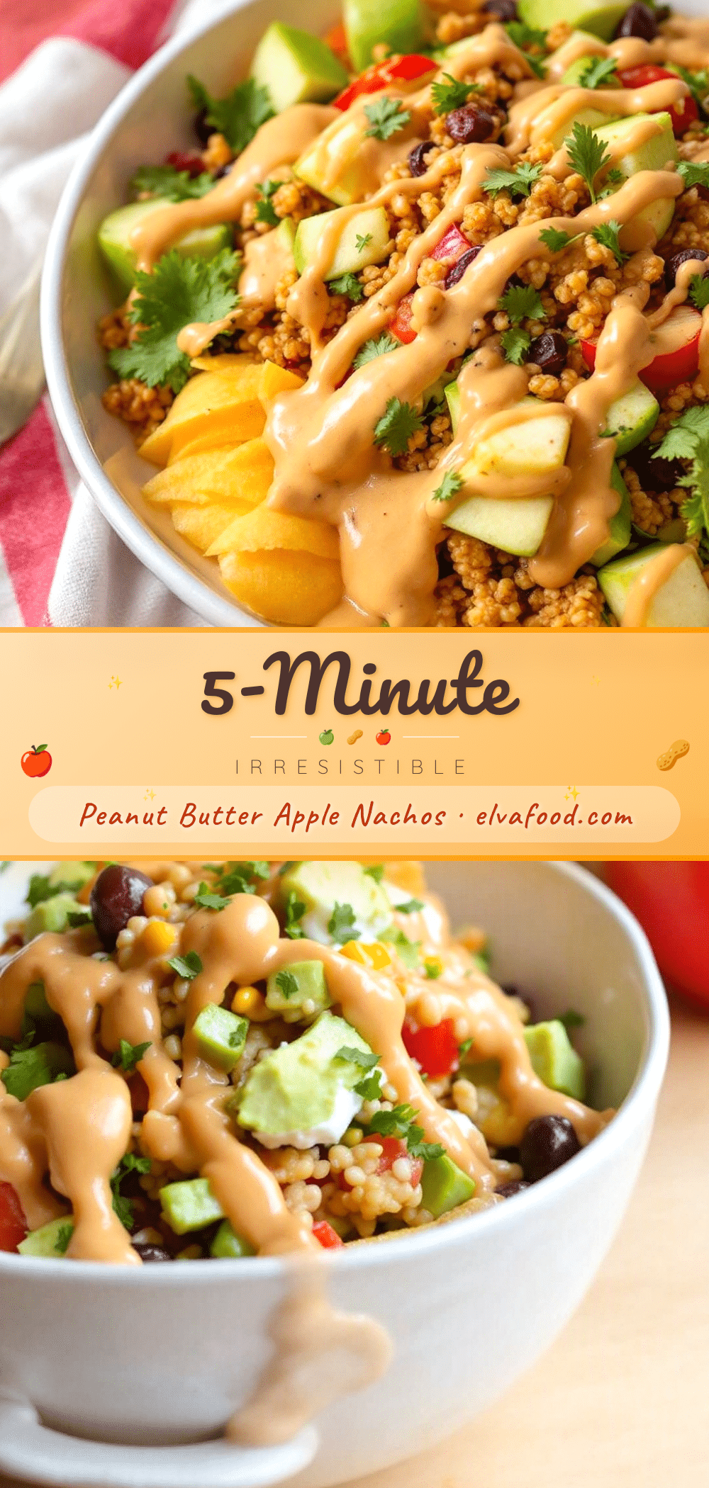 5-minute apple nachos with peanut butter drizzle recipe
