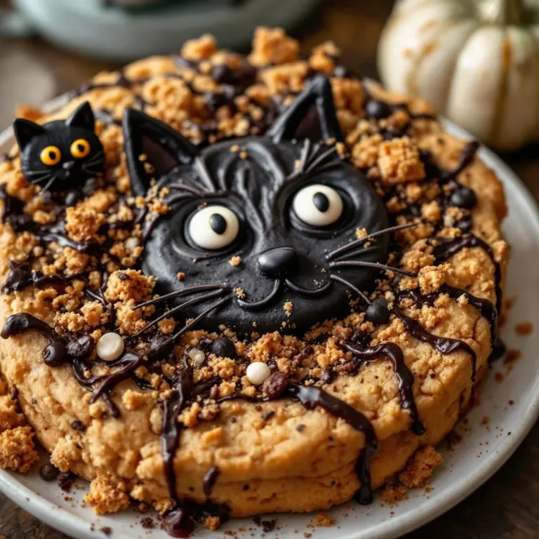 black cat halloween cookie cake - featured image