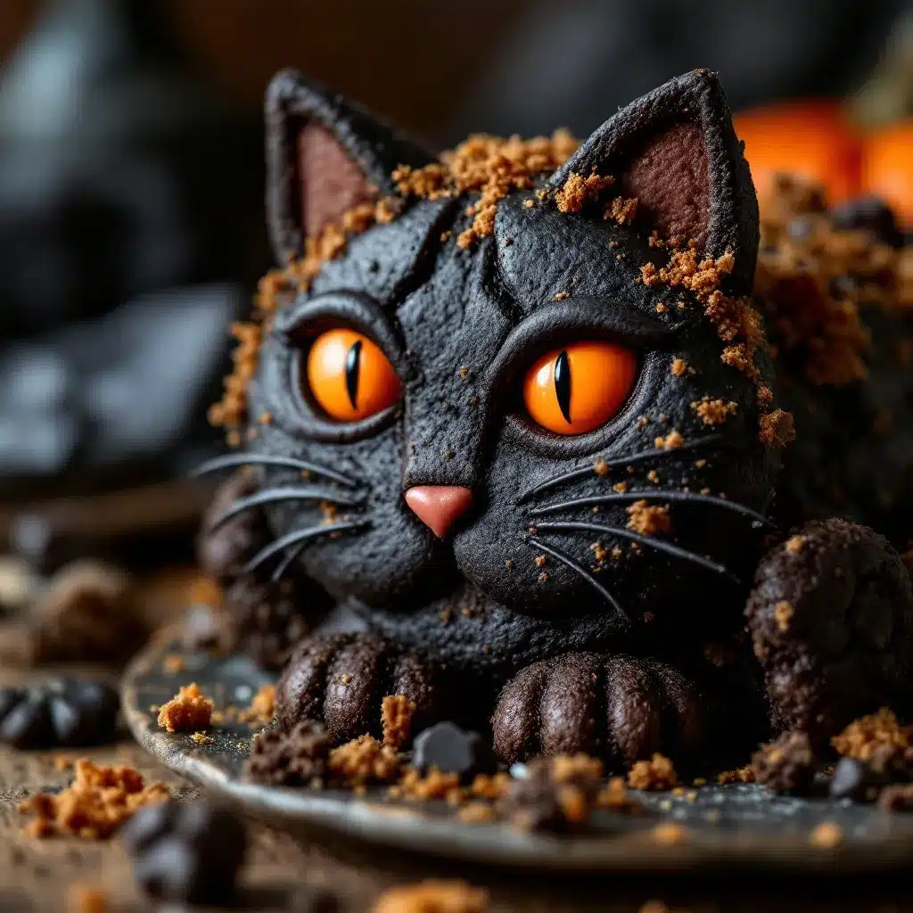 black cat halloween cookie cake preparation steps