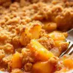 brown sugar bourbon peach cobbler - featured image