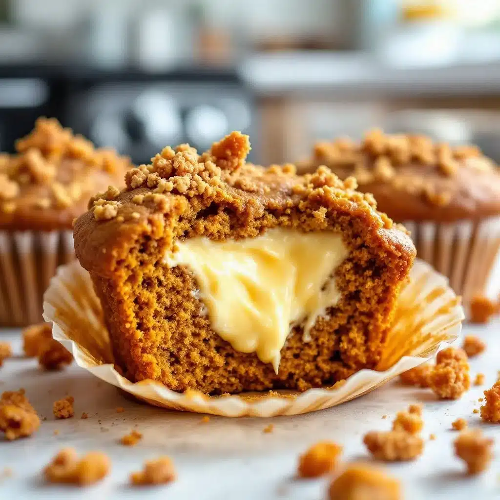 cream cheese filled pumpkin muffins - featured image