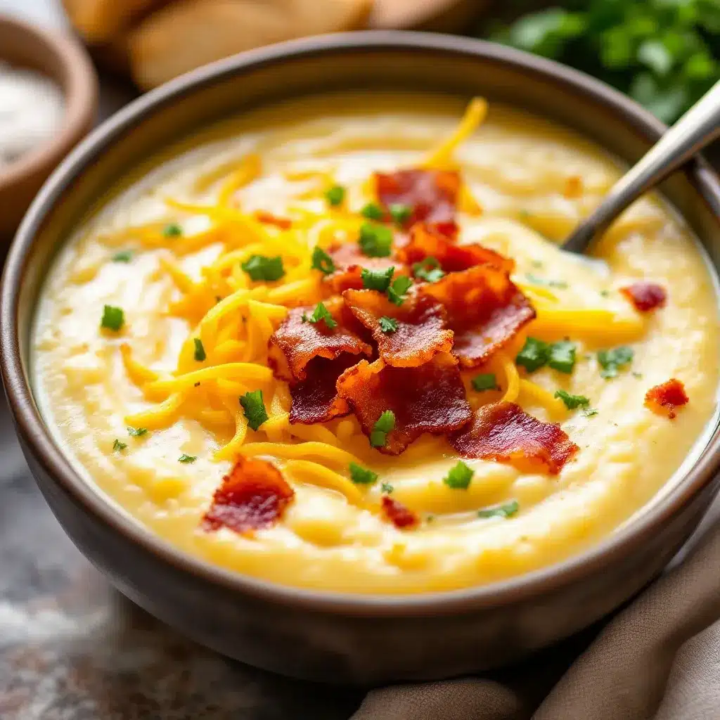 creamy loaded baked potato soup with crispy bacon preparation steps