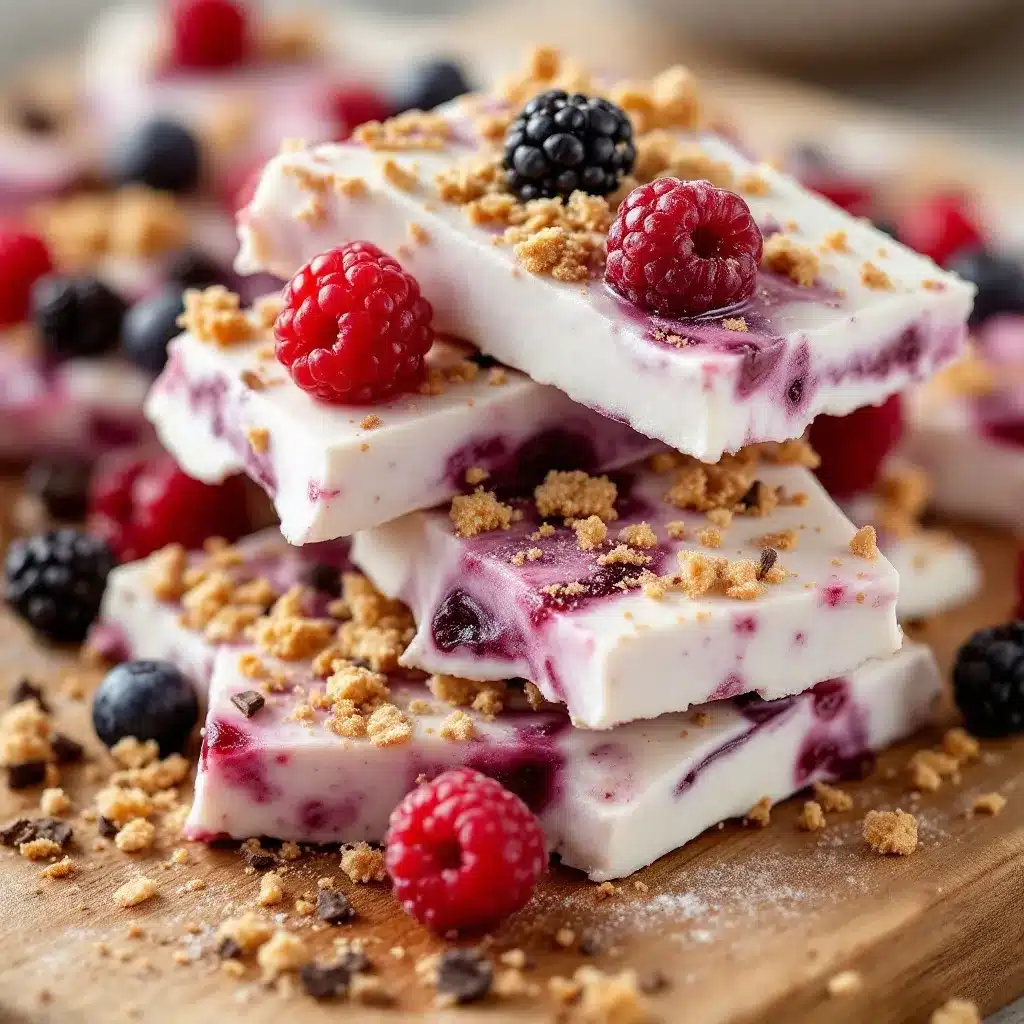 easy frozen yogurt bark with mixed berries preparation steps