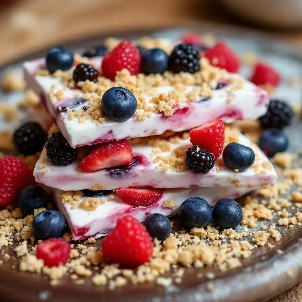easy frozen yogurt bark with mixed berries - featured image