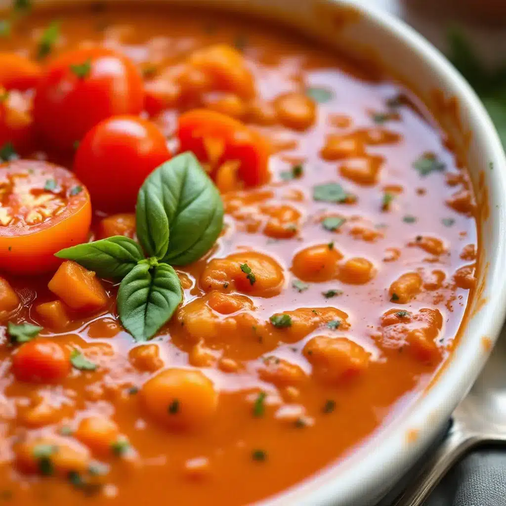 fresh tomato basil soup - featured image