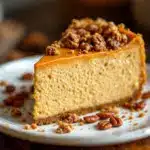 pumpkin cheesecake with pecan crumble - featured image