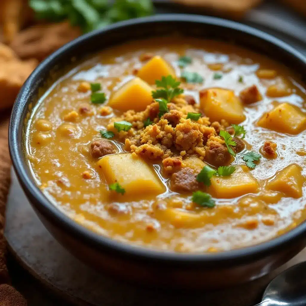 slow cooker cheeseburger potato soup - featured image