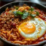 spicy Korean ramen with soft egg - featured image