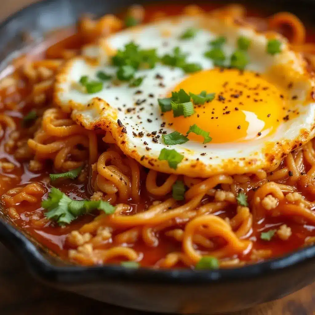 spicy Korean ramen with soft egg preparation steps