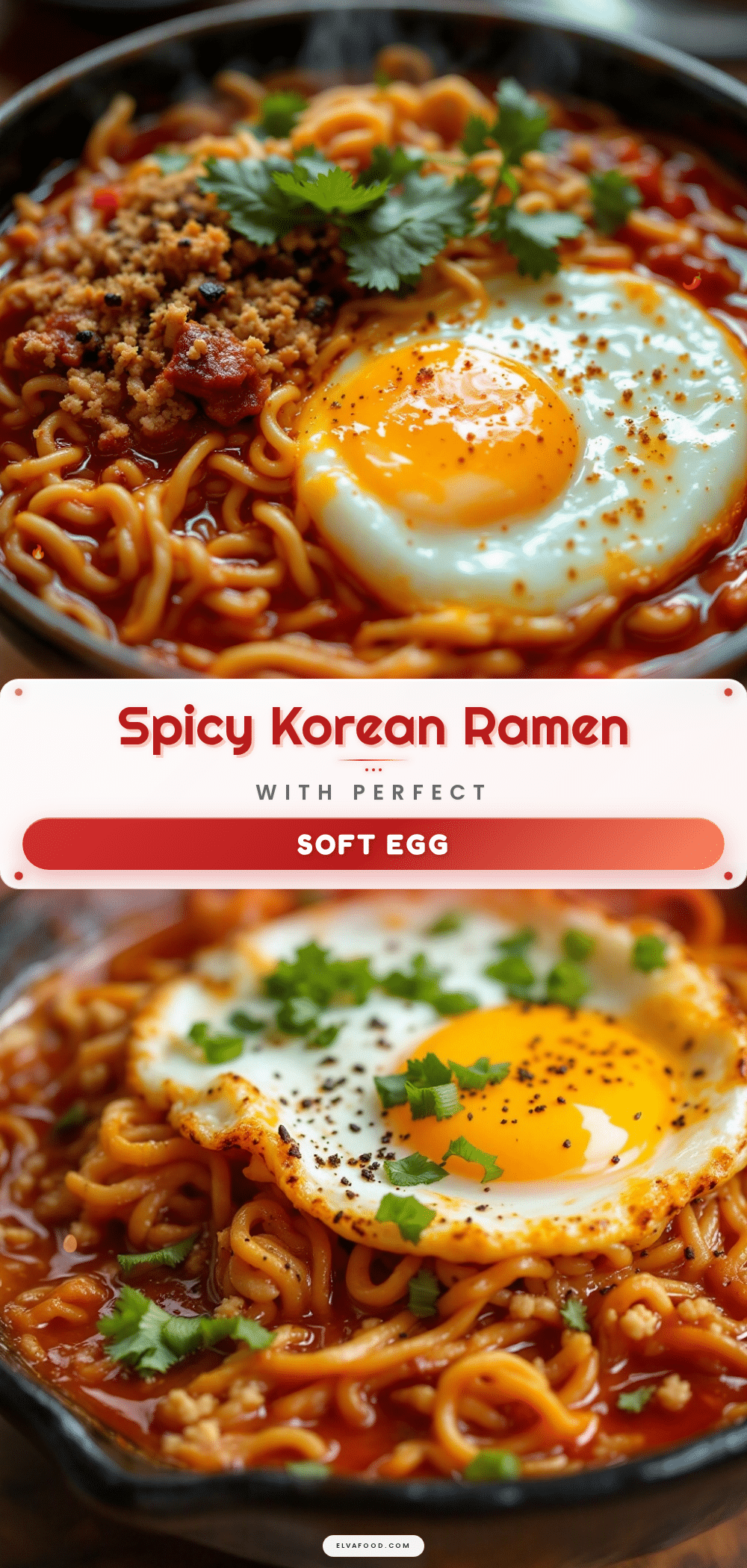 spicy Korean ramen with soft egg recipe