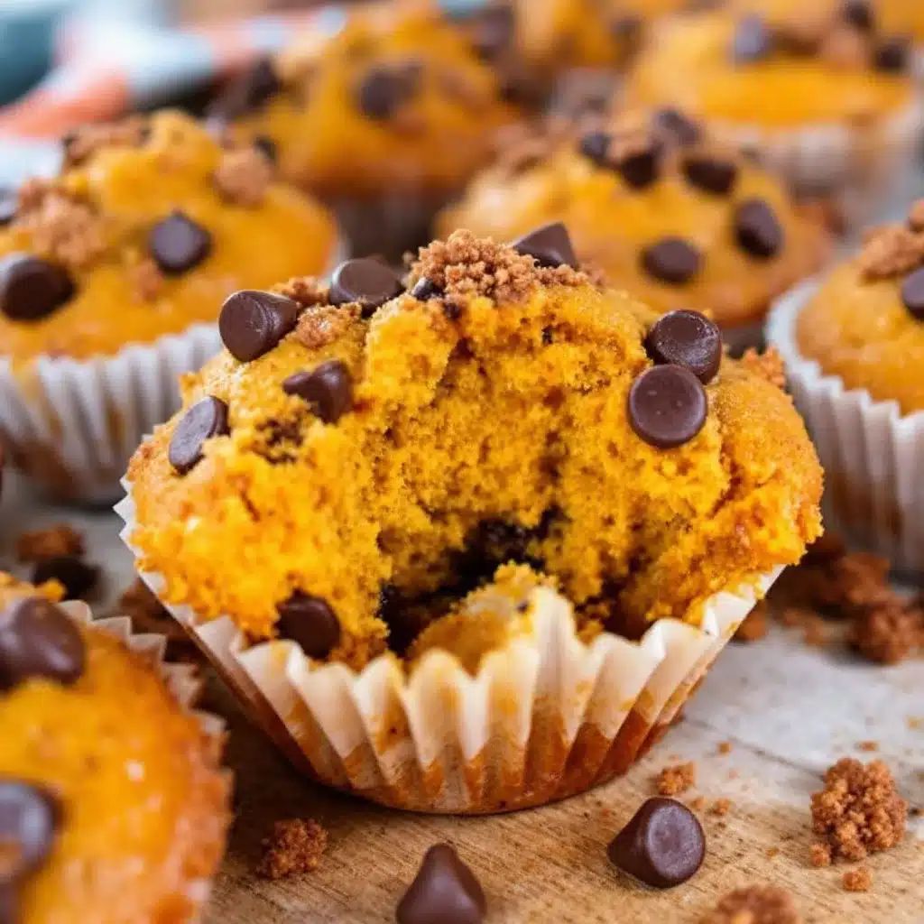triple chocolate chip pumpkin muffins - featured image
